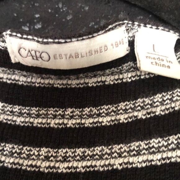 Cato  size Large black & white striped vest striped 3/4 length waterfall collar - Picture 7 of 9